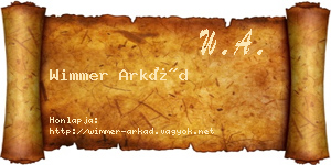 Wimmer Arkád névjegykártya